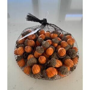 ew Orange Painted Wood Decorative Acorns, Halloween & Thanksgiving